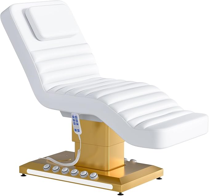 Fully Electric Massage Table with Lift, 1500lbs Capacity - Professional Adjustable Facial Bed for Estheticians, Spa & Waxing, Heavy-Duty 550lbs Capacity 2r1 (White - Fully)
