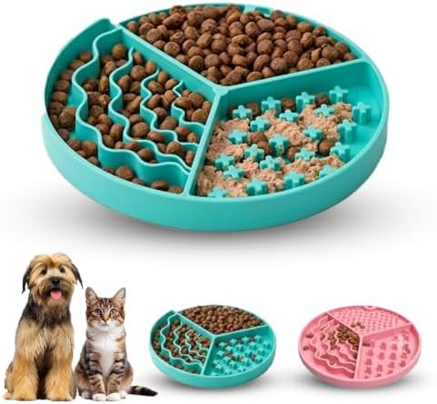 Large Size Cat & Dog Slow Feeder Puzzle Toy, Interactive Puzzle Feeder Bowl, Dog Lick Mat, Cat Food Puzzle, Pet Feeding Toy for Mental Stimulation, BPA Free Silicone, Dishwasher Safe (Green)
