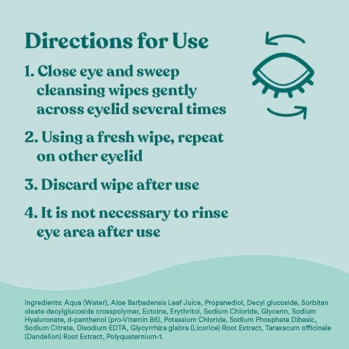 Biotrue Micellar Eyelid Cleansing Wipes, Fragrance-Free Eyelid Care for Dry, Irritated Eyes, Gently Cleanses, Hydrates & Soothes Eyelids, Moisturizing Eye-Wipes for Daily Use, 30 Count,(Pack of 2)