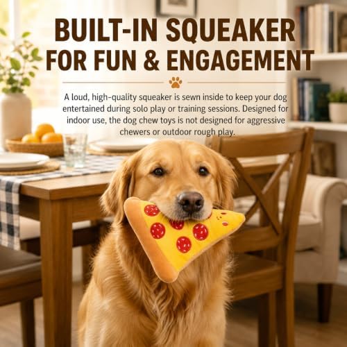 Pizza Dog Squeak Toy, 1 Pack (Yellow)