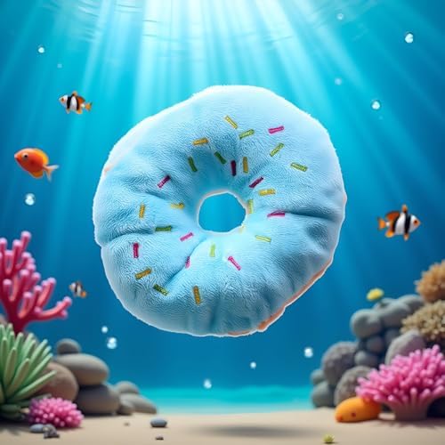 1Pcs Blue Donut Dog Chew Toy Soft Plush Donut Sound Toy Cute Pet Bite Squeaker Sound Puppy Dog Plush Chewing Toy Pet Supply for Puppy Squeak Toys