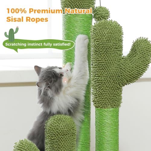 PAWZ Road 35” Cat Scratching Post Cactus Cat Scratcher with Toy Ball