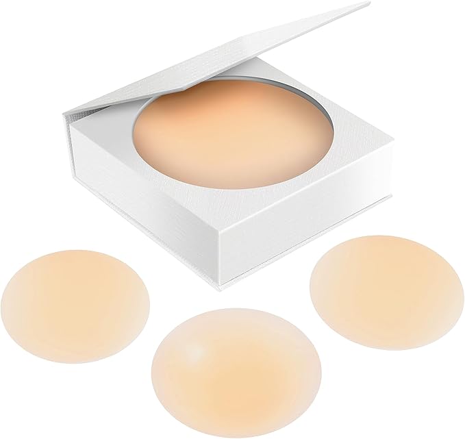 Nipple Covers - Reusable Adhesive Invisible Sticky Silicone Bra Nipple Coverage Pasties Breast Petal for Women