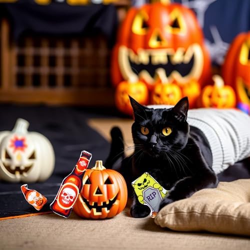 Halloween Cat Catnip Toys for Indoor Cats with Crinkle 8 Pack