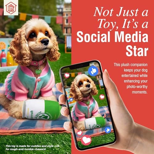 Springrrruft Barkling Water – Luxurious Parody Plush Dog Toy with Squeaker, Premium Fabric, Embroidered Details, Designer-Inspired Chew Toy, Fun Gift for Medium Dogs & Dog Lovers