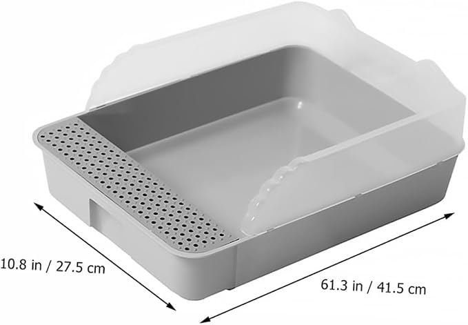 SUPVOX Cat Litter Pan Toilet Semi-Enclosed Anti-Splash Resistant Plastic Litter Box with Removable Cover Small Gray for Kitten Housebreaking and Indoor Use