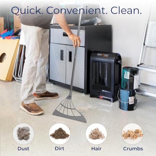 EyeVac Pro & Squeegee Broom Bundle - Touchless Vacuum Automatic Dustpan - Squeegee Multisurface Sweeping - Great for Salon Pet Hair Dirt, Corded Canister Vacuum, Bagless, 1400 Watt (Black w/Broom)