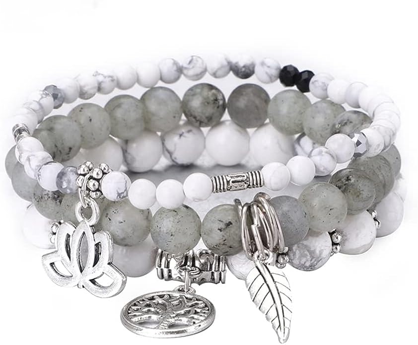 UEUC Tree of Life Yoga Healing Stone Bracelets,Multilayer Lotus Chakra Stone Reiki Bracelet Sets,Anxiety Crystal Natural Stone,for Women Stress Relief