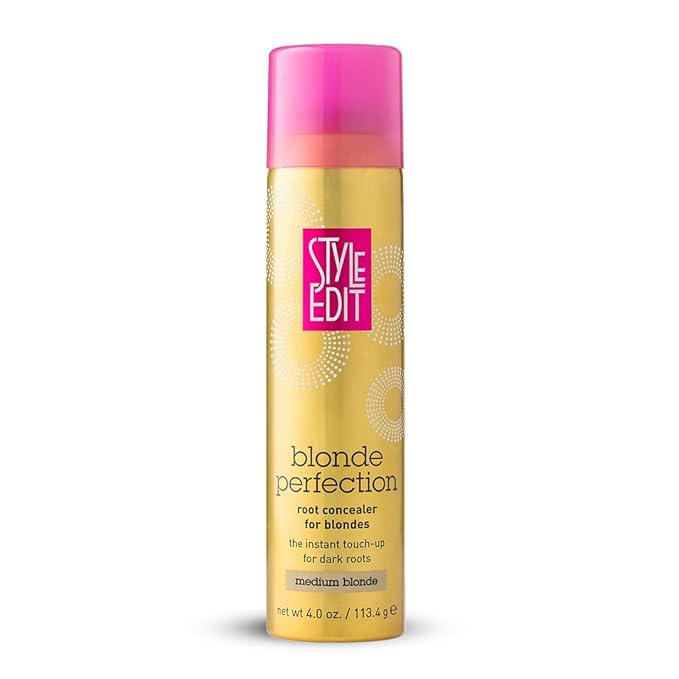 STYLE EDIT MEDIUM BLONDE Root Concealer Touch Up Spray | Instantly Covers Grey Roots | Professional Salon Quality Cover Up Hair Products for Women |4 Ounce (Pack of 1)