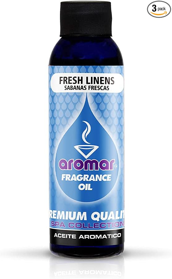 AROMAR Premium Fragrance Oil, 4oz Bottle 3 Pack Long Lasting Aromatic Scent, Fresh and Revitalizing Aromatherapy for Living Room, Bedroom, and Kitchen -12oz- Fresh Linens
