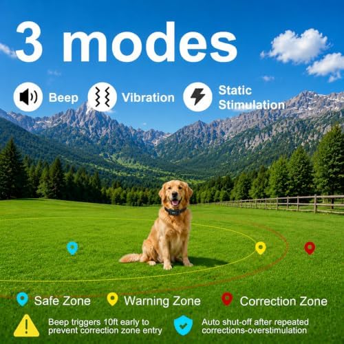 GPS Wireless Dog Fence System, IPX7 Waterproof Electric Fence for Dogs