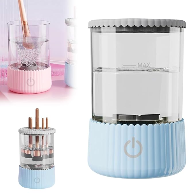 Electric Makeup Brush Cleaner Machine, 2026 New Automatic Spinning Make Up Brush Washer Portable Makeup Brushes Cleanser for All Size Beauty Makeup Brushes (Blue)