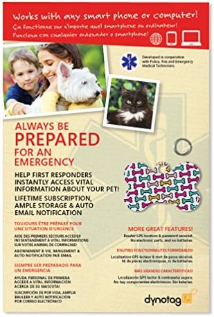 Dynotag® Web Enabled Super Pet ID Smart Tag with DynoIQ™ & Lifetime Recovery Service. Play Series: Bone (Bone Storm)