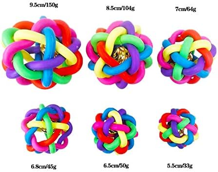 Wiggle Ball Dog Toy 6 Sizes, Pet Toys Colorful Interactive Balls with Bell