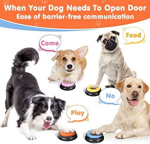 Dog Buttons for Communication,Talking Buttons for Dogs,6 Recordable Sound Buttons + 24 Scene Patterns + 1 Dog Button Mat+ 12 AAA Batteries，30 Seconds Dog Buttons for Pet Sound Training Toy