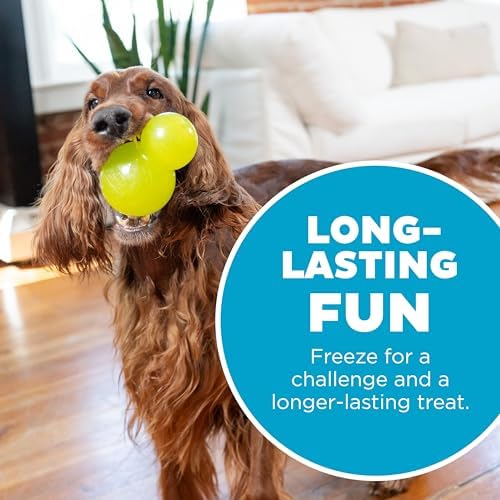 Outward Hound by Planet Dog Double-Tuff Stuffable Dog Toy, Large 5-Inch Green - Treat Dispensing Chew Ball for Medium to Large Dogs, Interactive Puzzle for Enrichment & Slow Feeding