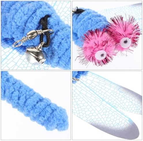 Toyvian 5 Pcs Replacement Dragonfly Heads for Interactive Cat Teaser Wand Toys Durable Plush Refill Kit for Engaging Indoor Kitten Play