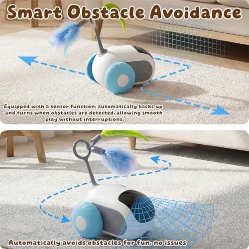 Interactive cat Toy, Rechargeable, Automatic Moving Kitten Toy(Blue)