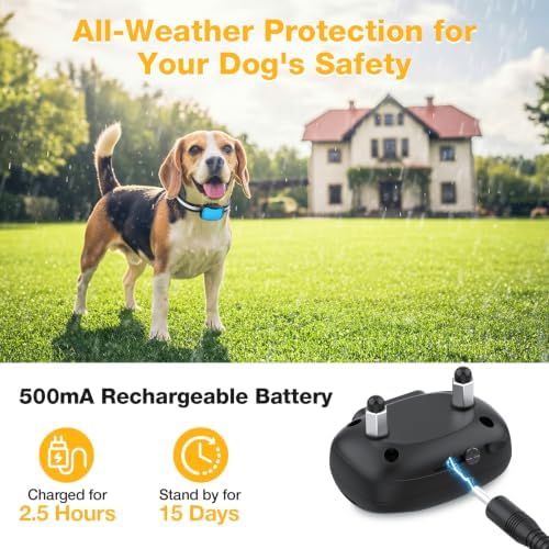 MASBRILL In-Ground Fence for 2 Dogs – Waterproof Rechargeable Collars