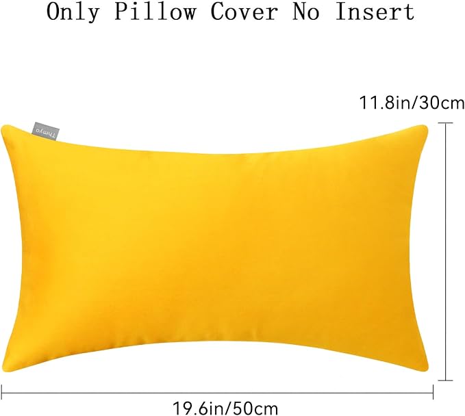 4-Pack 100% Cotton Lumbar Comfortable Solid Decorative Throw Pillow Case,Thmyo Rectangle Cushion Cover Pillowcase Sublimation Blank Pillow Covers DIY Throw Pillowcase(12x20inch/30x50cm, Yellow)