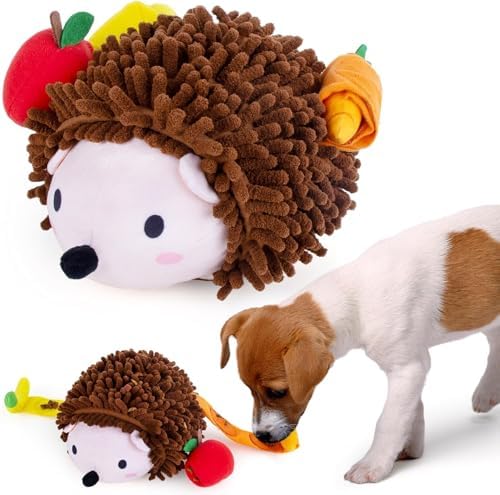 AWOOF Dog Snuffle Toy Dog Enrichment Toys Interactive Puzzle Dog Toys Encourage Natural Foraging Skills Slow Feeder for Training and Stress Relief, Cloth Strip Hiding Food Chew Toys with Squeaky Toy