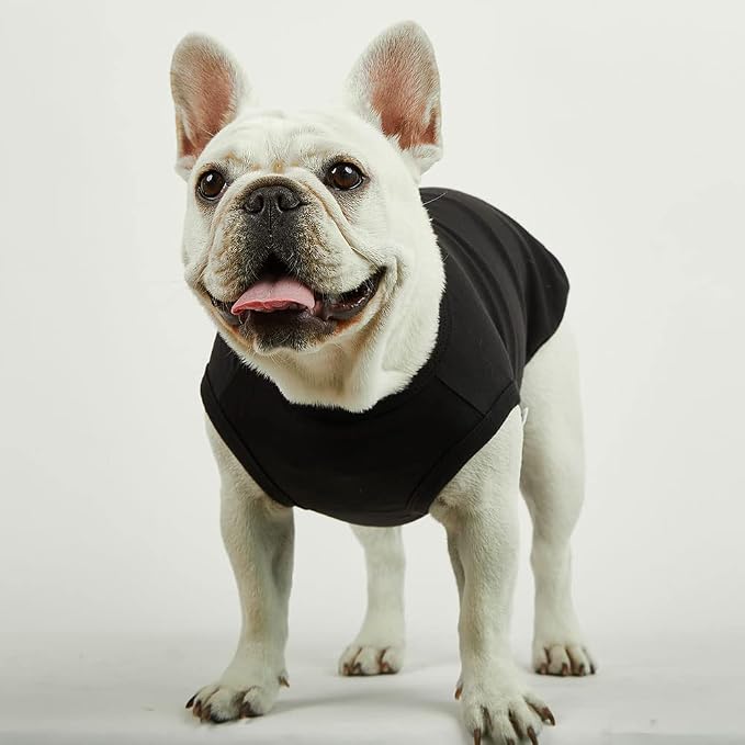 Dog Sleeveless Tank Top Cotton Shirts for Dogs Plain Sleeveless T-Shirts Soft Breathable Cool Dog Shirt pet Clothes (Medium, Black)