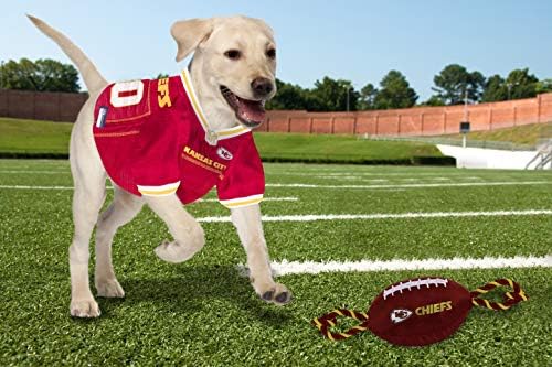 Pets First NFL Kansas City Chiefs Football Dog Toy, Tough Quality Nylon Materials, Strong Pull Ropes, Inner Squeaker, NFL Team Color