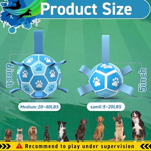 QDAN Small Dog Balls, 5 Inch Dog Soccer Ball with Straps, Outdoor Dog Toys, Pet Training Soccer for Small Medium (5 Inch)