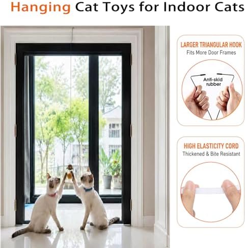 Cat Toys for Indoor Cats,Interactive Door Hanging Cat Toys Attached with Catnip/Feathers/Birds/Worm Toys for Cats/Kitten Toys(3 Pack)