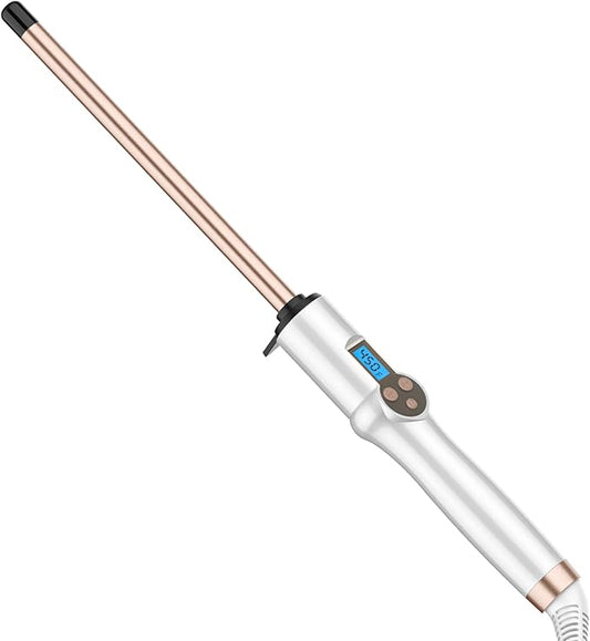 HOSON 1/2 Inch Curling Wand Iron,Ceramic Skinny Curling Wand for Long Hair,Dual Voltage Half Inch Curling Iron Thin Long Barrel,10 Adjustable Temperature