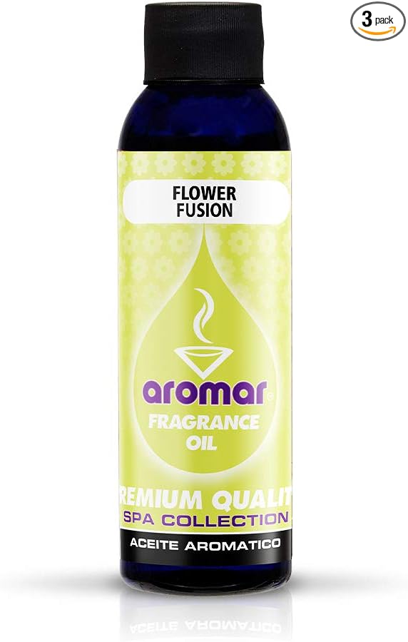 AROMAR Premium Fragrance Oil, 4oz Bottle 3 Pack Long Lasting Aromatic Scent, Fresh and Revitalizing Aromatherapy for Living Room, Bedroom, and Kitchen 12oz Flower Fusion