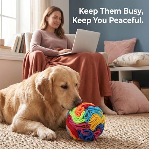 Snuffle Ball for Dogs - Soft Polar Fleece Interactive Puzzle Toy for Mental Stimulation & Boredom - Safe, Plastic-Free Foraging Game & Slow Feeder to Keep Pets Busy Indoors