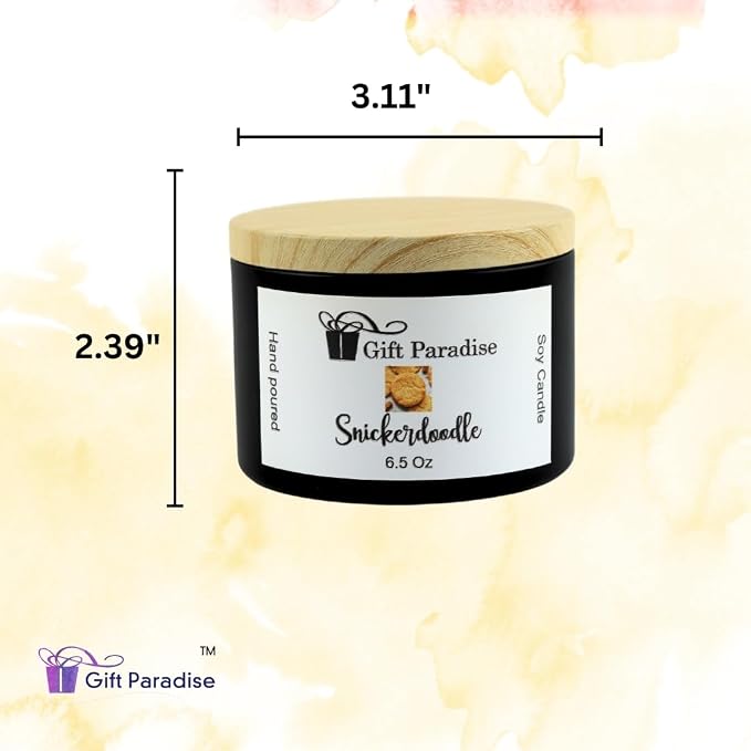 Snickerdoodle Soy Wax Candle in Black Metal Tin, 6.5 oz, Cotton Wick