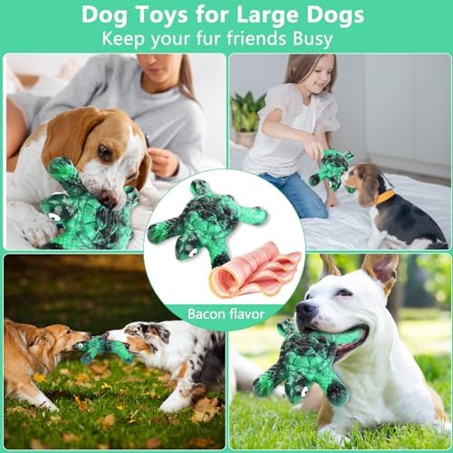 Letsmeet Tough Indestructible Dog Chew Toys for Aggressive Chewers to Keep Them Busy - Heavy Duty Nylon with Treat Groove for Medium & Large Breeds