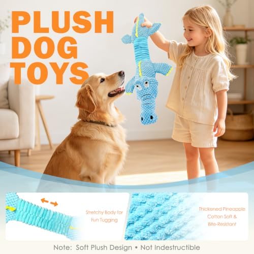 WOWBALA Crocodile Squeaky Dog Toys for Puppy, Small and Medium Breed