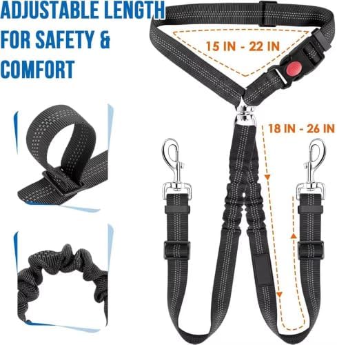 Dual Dog Car Seat Belt Leash for Smart Fortwo
