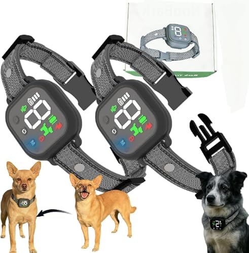 Dog Bark Deterrent Devices,Waterproof Rechargeable Smart Collar,Anti Barking Training with 8 Adjustable Sensitivity Beep Vibration for Small Medium Large Dogs. (Black*2)