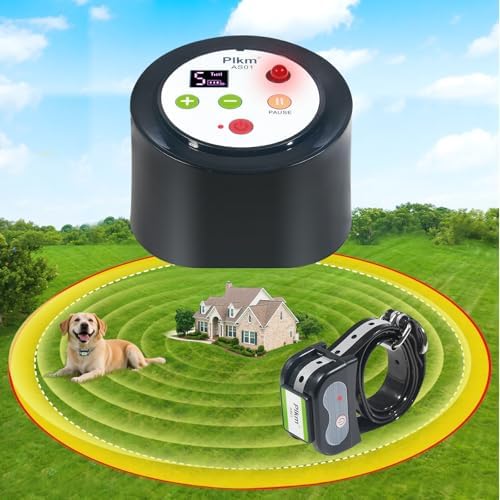 Plkm Wireless Dog Fence Pet 2026 Intelligent Newest Containment System | AI Smart Alarm Low Battery, Dog Out of Range Reminder, 360° Strong Signal Coverage, Display Receiver Battery Level