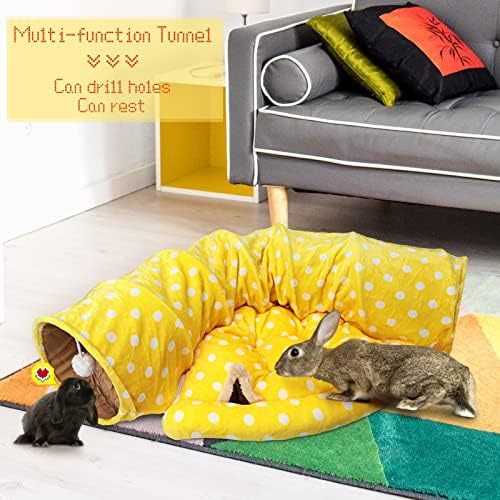 BWOGUE Bunny Tunnel Bed, 2-in-1 Collapsible Rabbit Tunnel Hideout with Mat