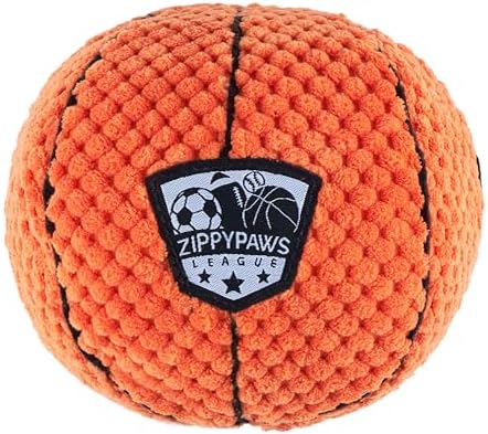 ZippyPaws SportsBallz Dog Squeaky Toys to Keep Them Busy - Basketball