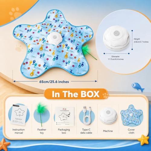 Interactive Cat Toys for Indoor Cats, Rechargeable Automatic Cat Mat Toys