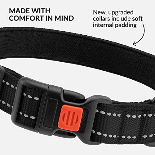 Reflective Dog Collar, Quick-Release Buckle (Black, 10-13 Inch)