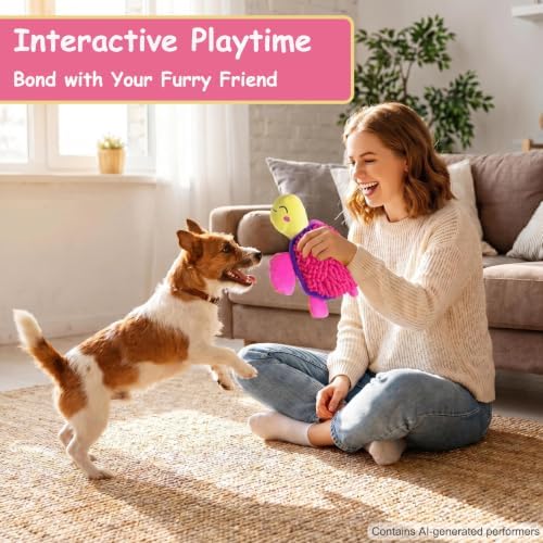 Squeaky Plush Turtle Dog Toy – Interactive Chew & Cuddle