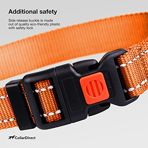 Reflective Dog Collar, Quick-Release Buckle (Orange, 18-26 Inch)