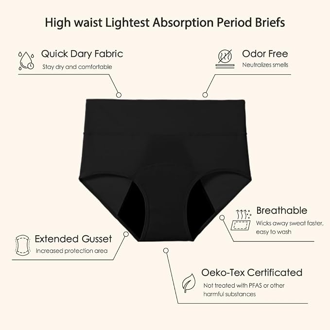 Period Underwear for Women 3 Layers Breathable Menstrual Period Panties