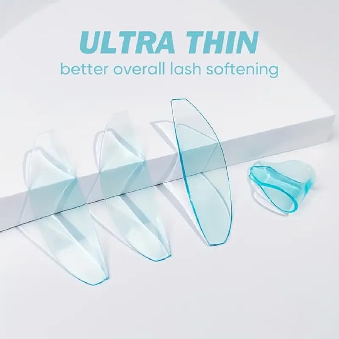 Flat Lash Lift Shields Glueless Ultra Thin Silicone Pads for Perming Lotion No.1, Lash Softening Shields for Easy Korean Eyelash Lift (Blue)