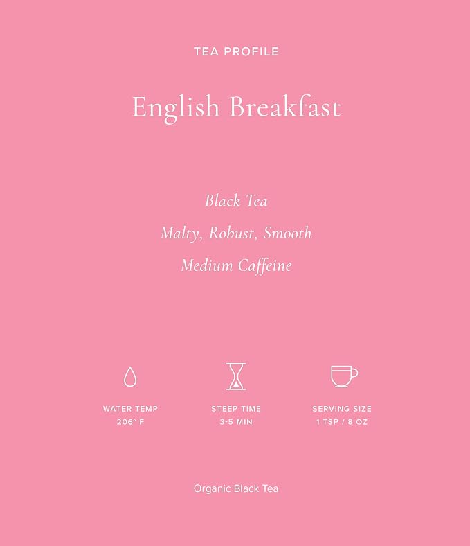 Art of Tea Organic English Breakfast Loose Leaf Black Tea, 4oz Refill Bag, Premium Whole Leaf Breakfast Tea, Smooth & Malty full bodied Black Tea, Strong Morning Tea for Hot Tea & Milk Tea