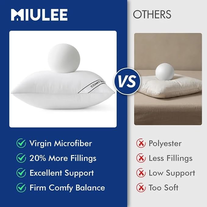 MIULEE 16x16 Pillows Inserts Pack of 4, Down Alternative Virgin Filling | Decorative Pillow Insert, Comfy Support Throw Pillows for Sofa Couch Bed