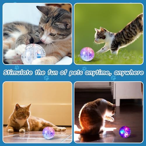 Sratte 1 Pcs Rechargeable Light up Cat Ball Ghost Hunting, Clear
