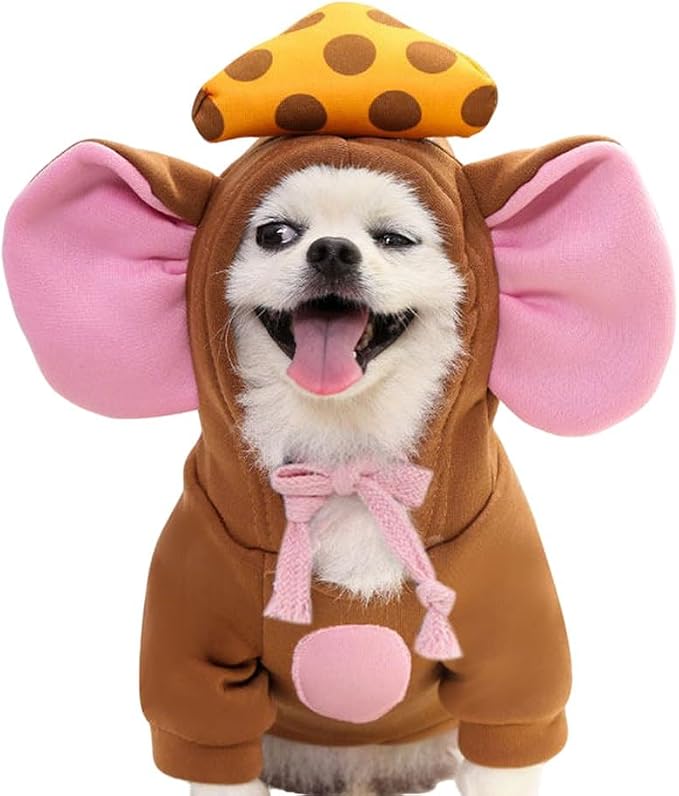 Dog Hoodie Warm Autumn Winter Pet Sweatshirt (Brown Mouse Shape,XL) | Cute styling Pet Clothing Coat For 2-25 Lbs Small Medium Dog Cat French Bulldog Chihuahua Pug Boston Terrier Poodle Dachshund